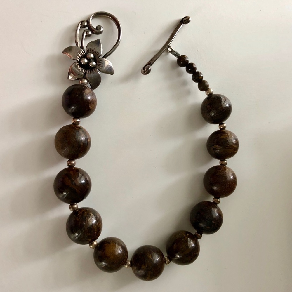Silpada Bronzite/Sterling toggle bracelet